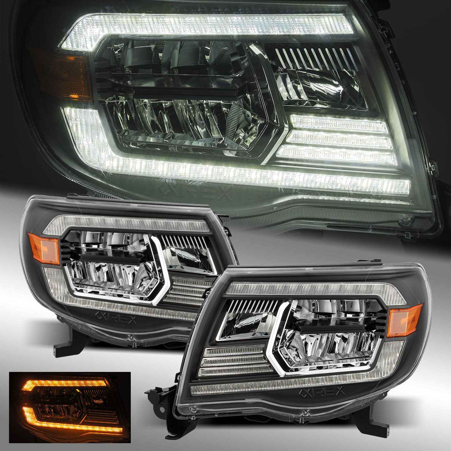 Fits 05-11 Toyota Tacoma Stock Style Black Crystal Headlights Assembly Set Pair